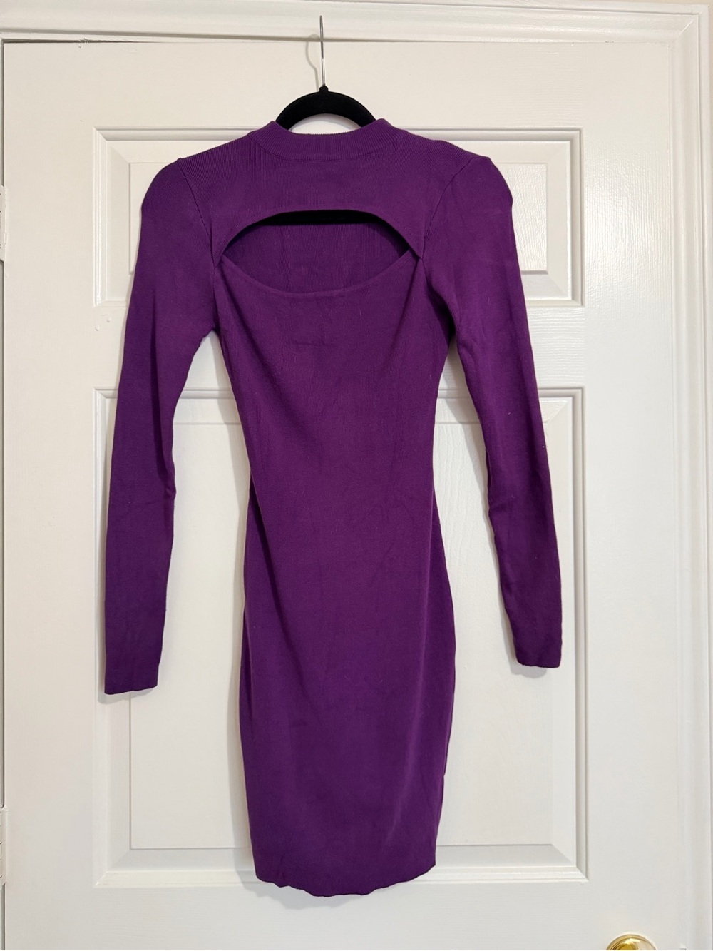 GB Purple Long-Sleeve Cutout Bodycon Dress